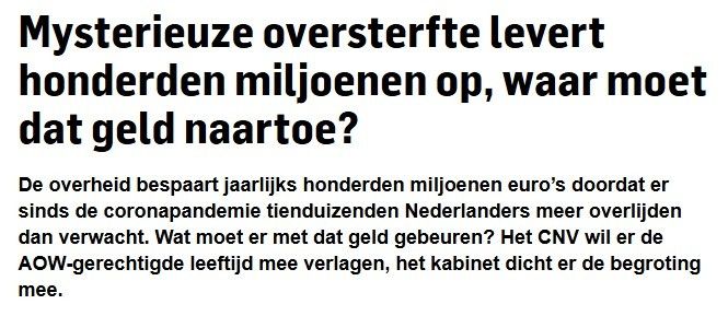 Oversterfte levert honderden miljoenen op. image
